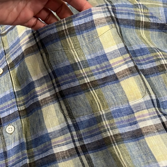 J. McLaughlin Carnegie Plain Linen Button Down Shirt Size XL - Picture 2 of 8